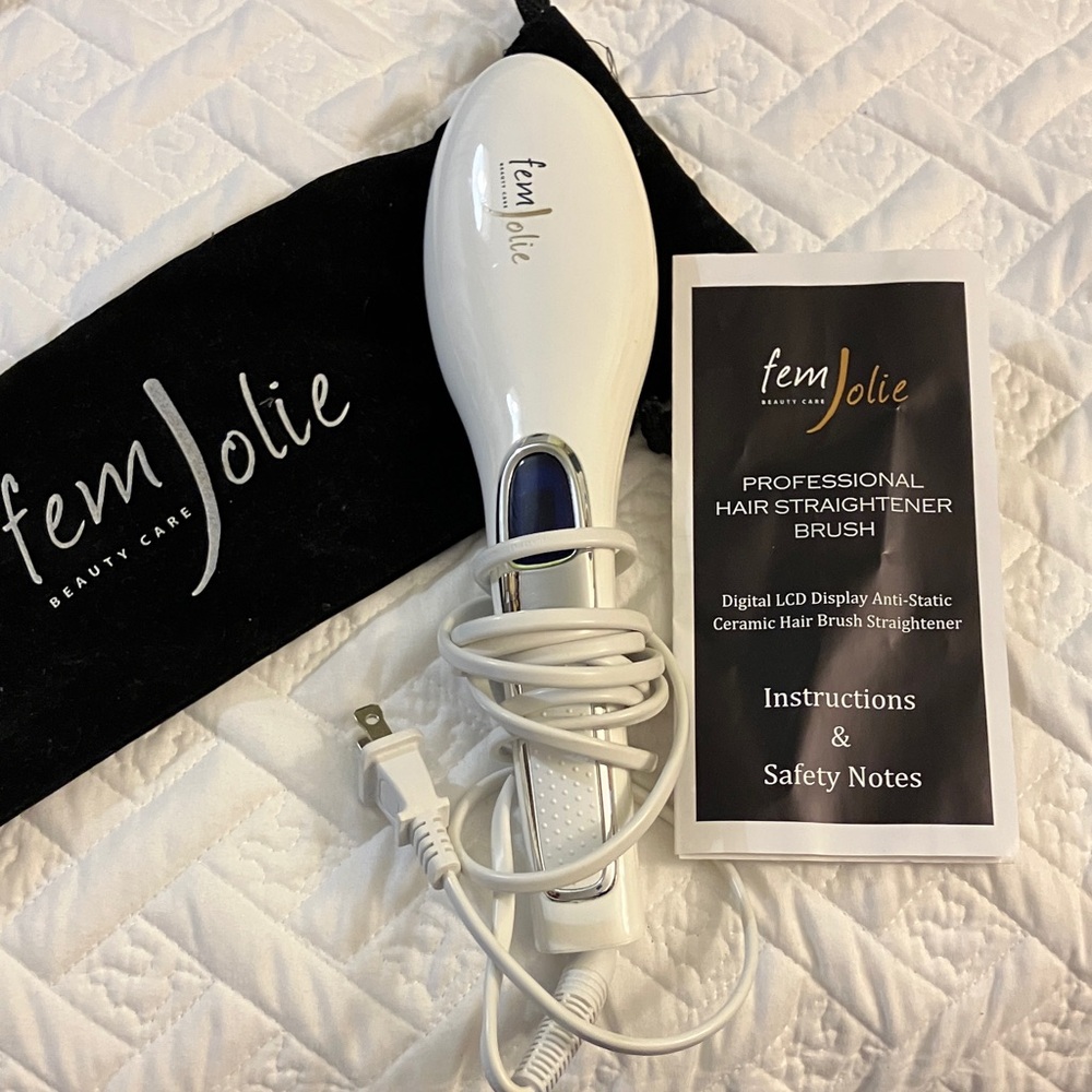 Jolie White Hair Straightener Brush